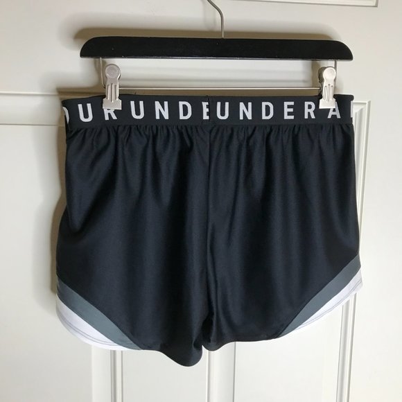 NWT Under Armour Women's Loose Athletic Shorts Black/Grey/White - Picture 3 of 8